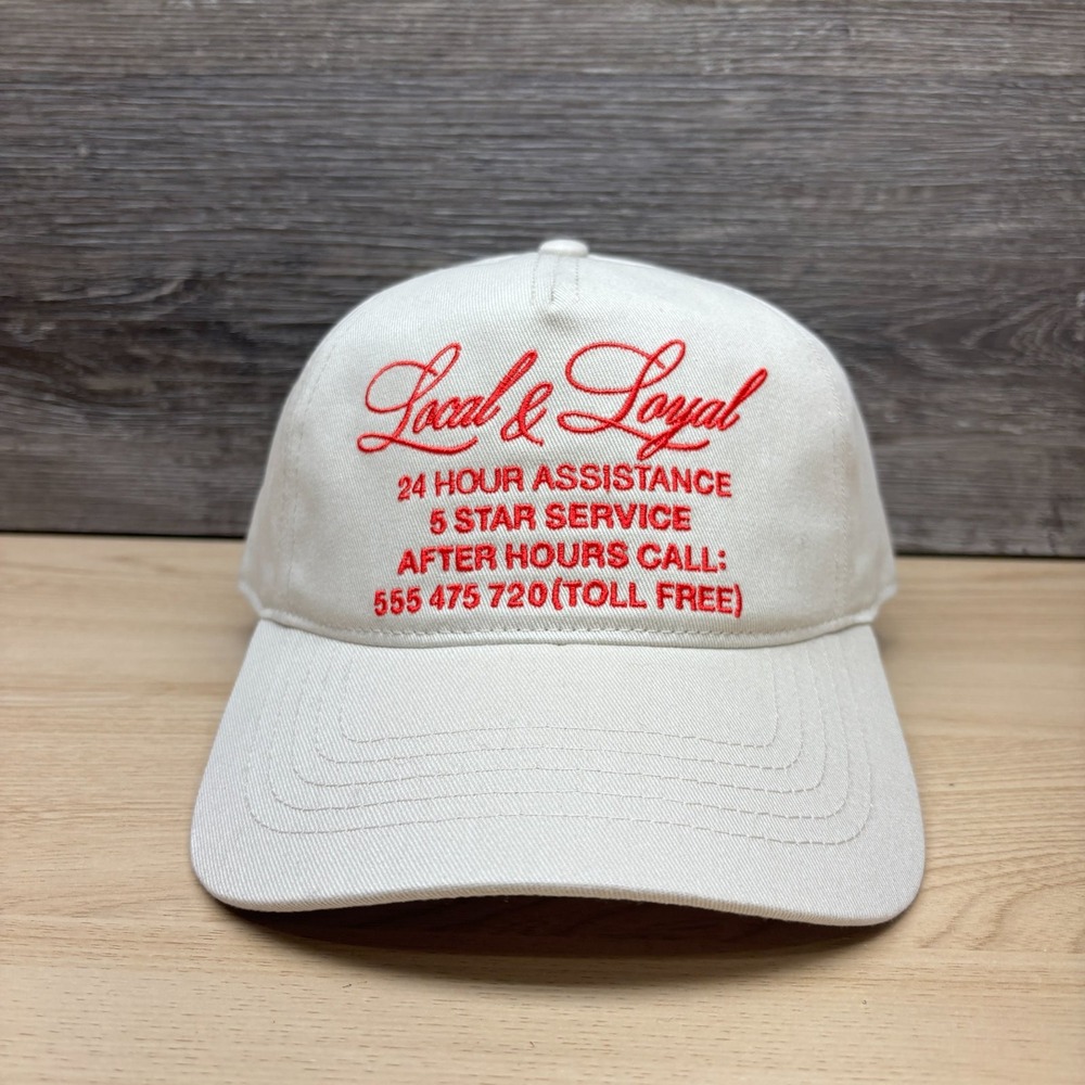Local & Loyal Hat Cap Snap Back Beige 24 Hour Assistance Promo Graphic Cotton On